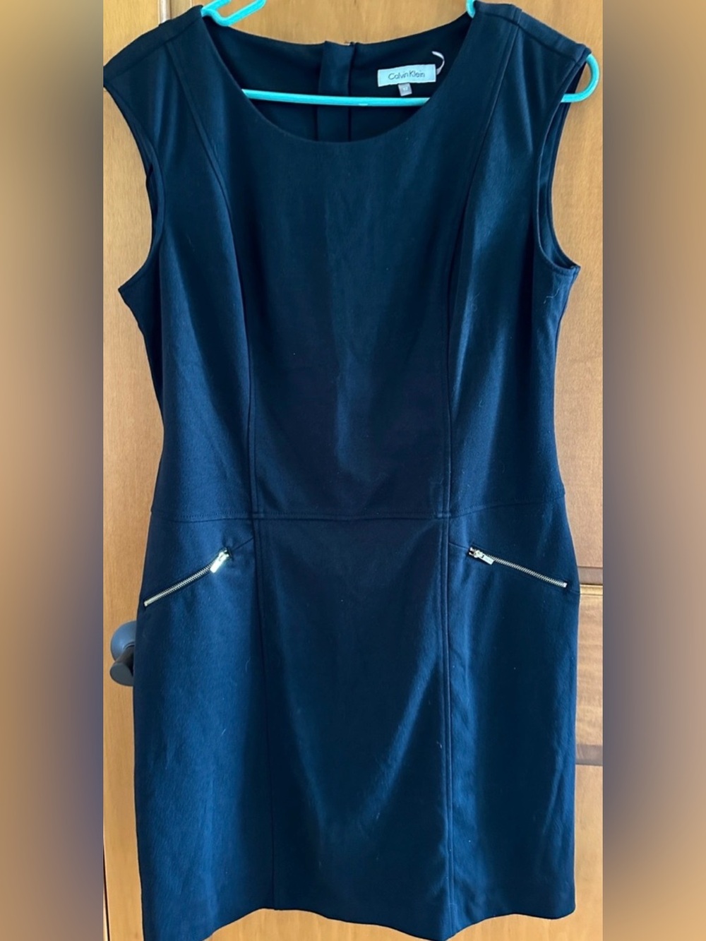 Calvin Klein Zipper Pocket Sleeveless Shift Dress Black Size 12